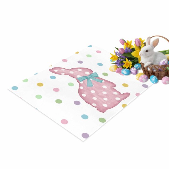 Easter Rabbit Door Mat Pink Bunny Non Slip Absorbent Entrance Mat Washable Low Profile Indoor Doormat for Front Door Entryway Entry 16"x24"