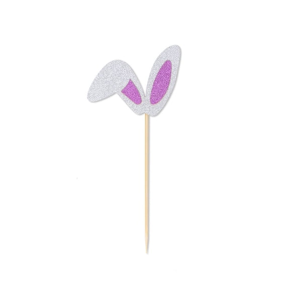 Easter Rabbit Ears Cake Topper with Glitter Design Party Flags and Signs for Cupcakes Desserts Spring Celebration Table Decor Ideal for Festive Gatherings and Themed Parties