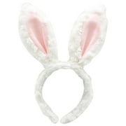 TIMTRLOVE Easter Rabbit Ears Hair Band Plush Hair Clasp Comfortable for Children Gifts (White+Pink)