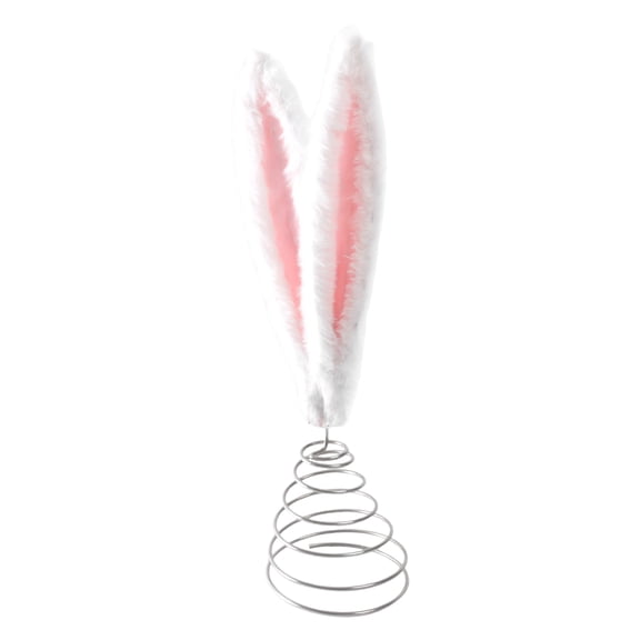Easter Rabbit Ears Tree Topper, Adorable Rabbit Ear Ornaments for Top Decor,Easter Rabbit Ear Miniature Tree Topper Ornaments,Furry Rabbit Ears with Metal Spring for Holiday Home Supplies