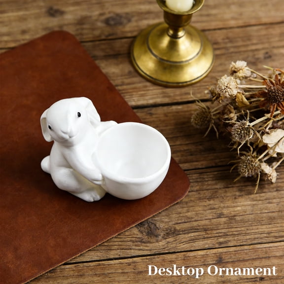 Easter Rabbit Egg Cup, 3D Printed Bunny Egg Holder For Easter Brunch, Party Table Decor, White Ceramic Egg Stand, Easter Tabletop Accent, Easter Morning Breakfast Centerpiece,