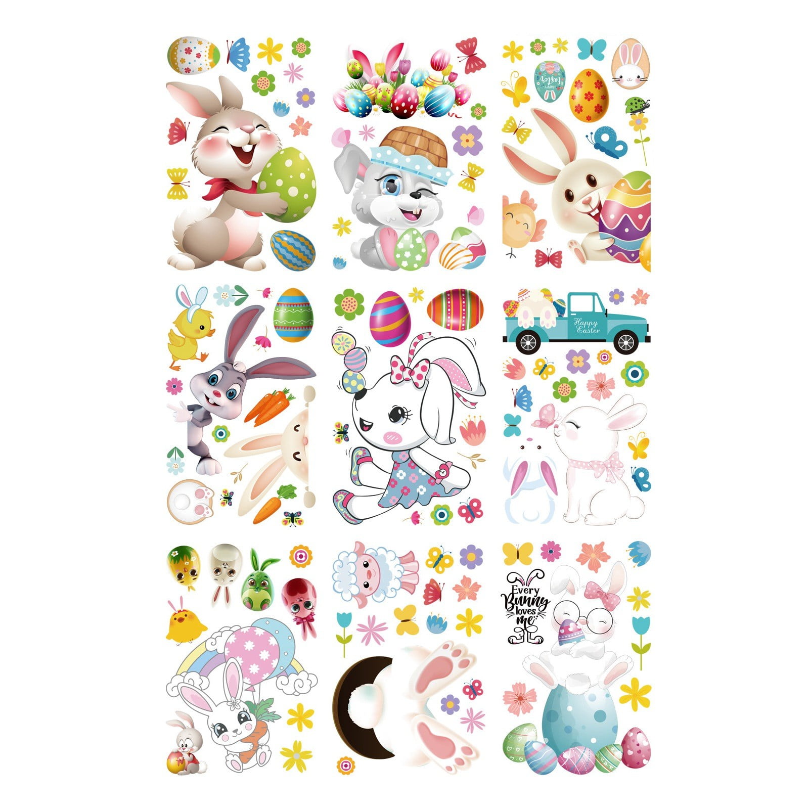 Easter Rabbit Egg Electrostatic Window Sticker Window Glass Door ...