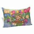thumbnail image 1 of Easter Rabbit Eggs Pillow Covers 16"x24", Spring Tulips Floral Green Leaves Pastoral Soft Brushed Microfiber Breathable Throw Pillow Covers, Decorative Pillowcase with Zipper for Couch Sofa Bedroom, 1 of 9
