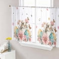 thumbnail image 1 of Easter Rabbit Eggs Sheer Curtains 54 Inch Length 2 Panels Set Window Treatments, Spring Pink Daisy Flowers Butterfly Pastoral Rod Pocket Semi Curtains for Living Room/Bedroom/Kitchen, 104"W x 54"L, 1 of 7