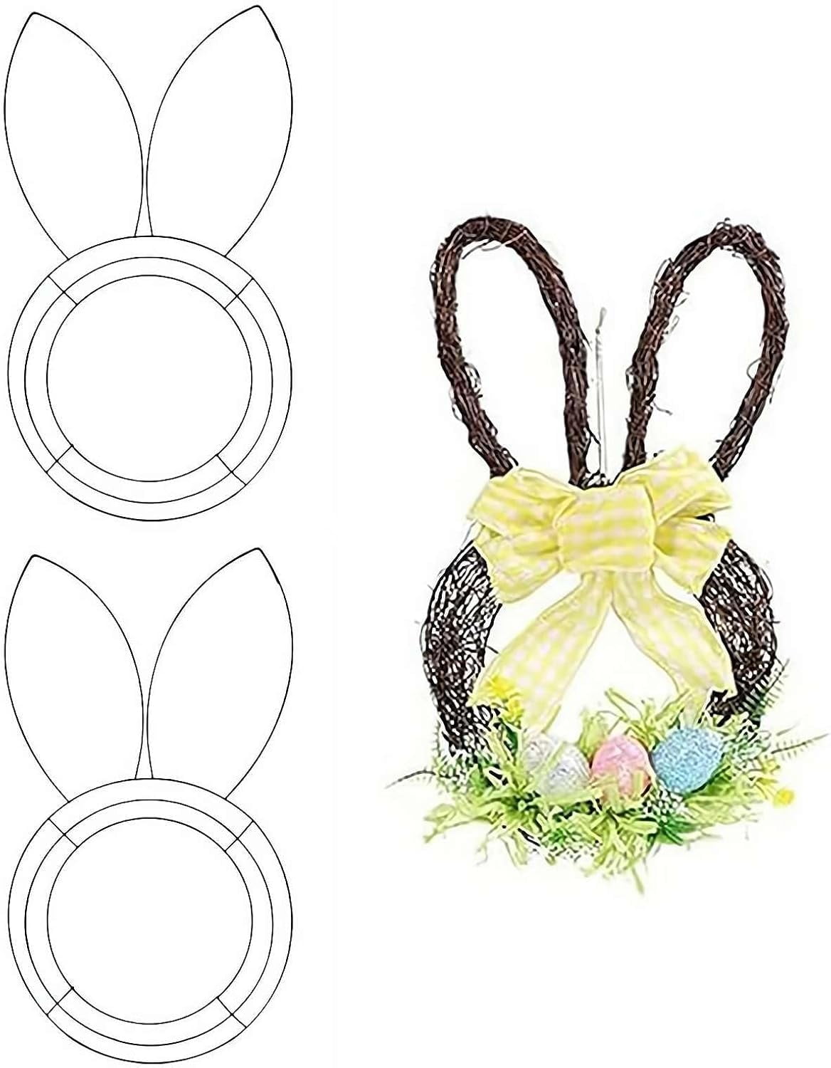 Easter Rabbit and Eggs Wreath, Metal Frame Wire Form Floral Garden ...
