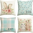 thumbnail image 1 of Easter Rabbit Flower Buffalo Plaid Be Hoppy Throw Pillow Cover, 18 x 18 Inch Polka Dot Bird Be Kind Cushion Case Decoration for Sofa Couch Set of 4, 1 of 6