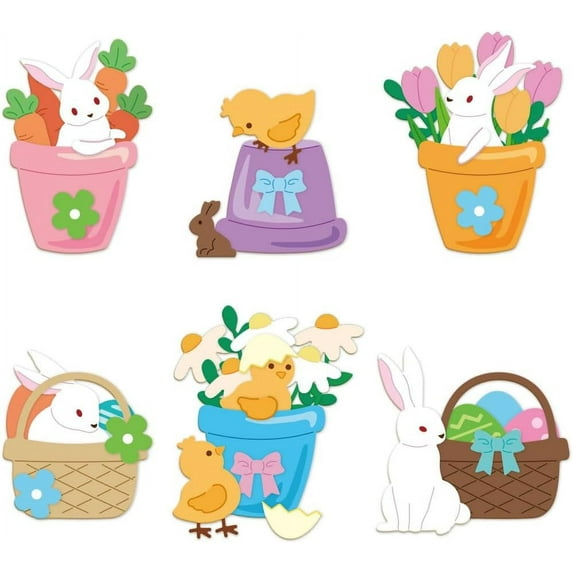 Easter Rabbit and Flowerpot Cutting Dies for Card Making Rabbit Metal Die Cuts Cutting Dies Template DIY Scrapbooking Embossing Paper Album Craft Decor