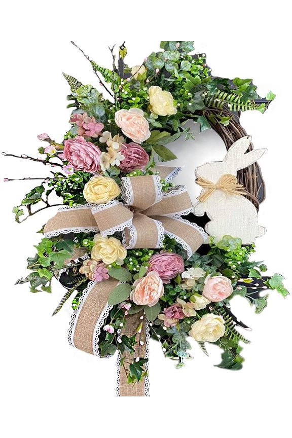 Easter Rabbit Front Door Wreath,Easter Rabbit Wreath Decor for Front Door