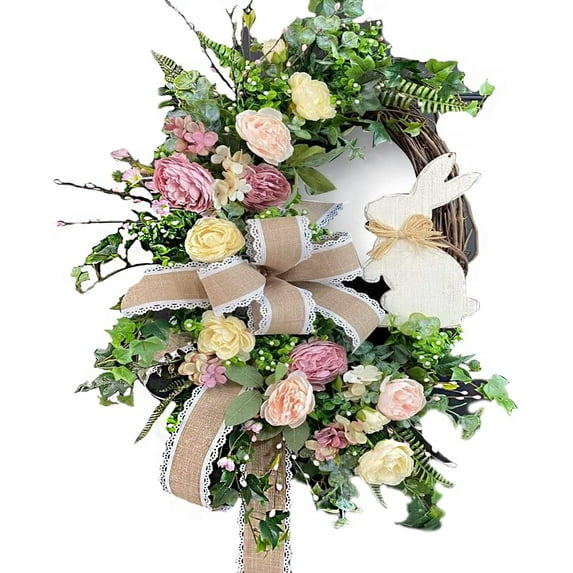 Easter Rabbit Front Door Wreath,Easter Rabbit Wreath Decor for Front Door