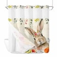 thumbnail image 1 of Easter Rabbit No Hooks Shower Curtain with Snap-in Liner Watercolor Spring Flowers Leaf Vintage Newspaper Texture Shower Curtains for Bathroom, Waterproof, Easy Install, Washable 72"x72", 1 of 9