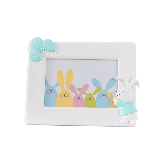 Easter Rabbit Horizontal Photo Frame Figurine for 7 Inch Pictures, Holiday Decorative Ornament with Rope for Wall Display, Festive Home Accent for Seasonal Celebrations and Family Photo Showcase