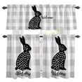 thumbnail image 1 of Easter Rabbit Kitchen Curtains and Valances Set, Bunny Welcome Gray Buffalo Plaid Rod Pocket Window Valance 18 Inch Window Curtain Panels for Living Room Bedroom Laundry, 27.5x24in, 3 Pieces, 1 of 9