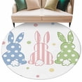 thumbnail image 1 of Easter Rabbit Large Area Rugs for Bedroom Living Room, Soft Non Slip Carpet Bedside Rug, Pink Blue Green Bunny Spring Polka Dots Round Floor Cover Kitchen Accent Rug 6' for Dining Room/Office, 1 of 9