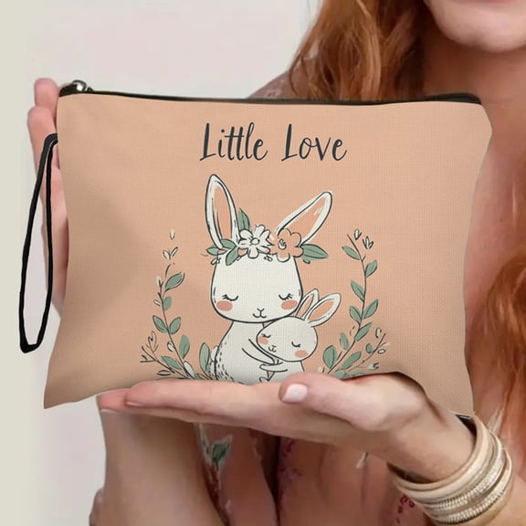Easter Rabbit Makeup Bag,Bunnys Gifts Cosmetic Bag Travel Pouch, Easter Small Makeup Bag,Bunny Makeup Bag Toiletry Organizer Birthday Gifts for Bunny Lovers Friends Sisters Coworkers Makeup Pouch