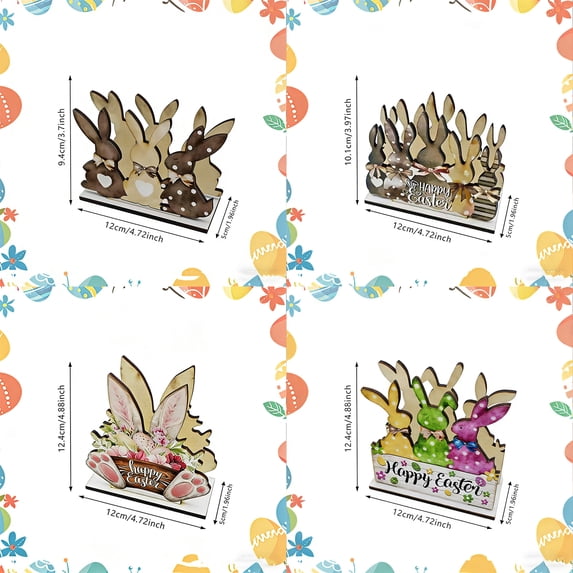 Easter Rabbit Napkin Holder Wooden Decorative Table Centerpiece for Holiday Dining & Party Decoration, 6.3x4.7x3.5 inches