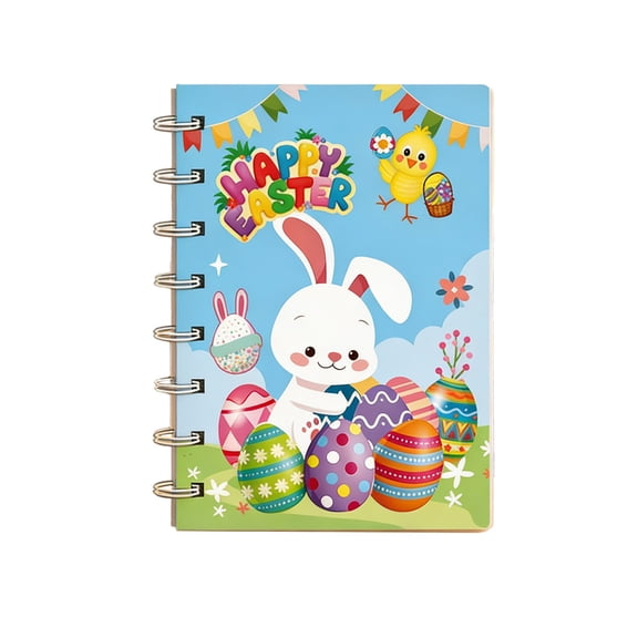Easter Rabbit Notebook Fashion Loose Leaf Notebook 8 Ring Binders Exquisite Punched Paper Spiral Notebooks College Ruled Notebooks Hardcover A7