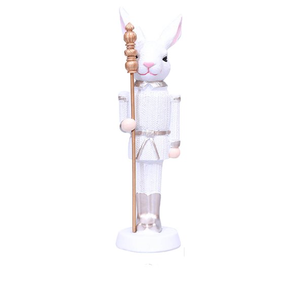 Easter Rabbit Nutcracker Resin Bunny Figurine Sculpture Holiday Nutcracker Doll Figure for Home Table Decorations Green