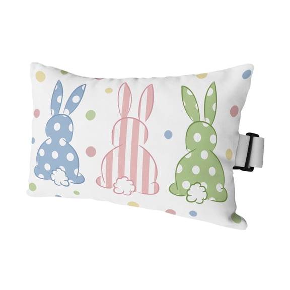 Easter Rabbit Outdoor Pillows for Chaise Lounge Chair Waterproof Lumbar Pillows with Insert&Strap Beach Headrest Pillow Pink Blue Green Bunny Spring Polka Dots Pillow for Patio Pool 11"x16"