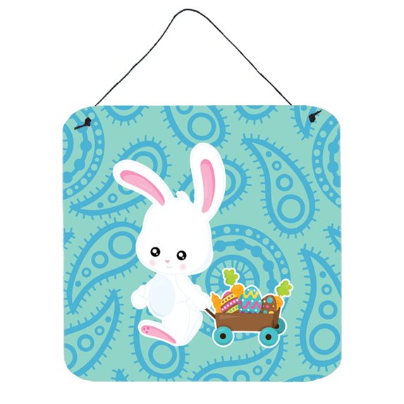 Easter Rabbit Paisley Blue Wall or Door Hanging Prints