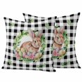 thumbnail image 1 of Easter Rabbit Pillow Covers 2 Pack Spring Green Leaf Plant Colorful Easter Eggs Black Buffalo Plaid Pillowcase Waterproof Outdoor Throw Pillow Cover for Patio Garden Square Cushion 18”x18”, 1 of 9