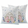 thumbnail image 1 of Easter Rabbit Pillow Covers 2 Pack Spring Pink Blue Flowers Egg Bunny Tail Blue Plaid Floral Texture Pillowcase Waterproof Outdoor Throw Pillow Cover for Patio Garden Square Cushion 24”x24”, 1 of 9