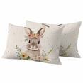 thumbnail image 1 of Easter Rabbit Pillow Covers 2 Pack Watercolor Spring Pink White Floral Wreath Bunny Linen Texture Pillowcase Waterproof Outdoor Throw Pillow Cover for Patio Balcony Rectangular Cushion 20”x12”, 1 of 9