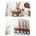 thumbnail image 1 of Easter Rabbit Placemats Set of 12, Vintage Basket Pink Blue Yellow Eggs Spring Flower Leaf Non-Slip Place Mats Washable Table Mats for Kitchen Dining Table Decorations Indoor/Outdoor, 1 of 9