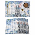 thumbnail image 1 of Easter Rabbit Placemats Set of 4, Spring Cute Bunny Blue Flowers Buffalo Plaid Placemats for Dining Table, Place Mats for Kitchen Tabletop, Waterproof Wipeable Dining Table Mats Set, 1 of 9