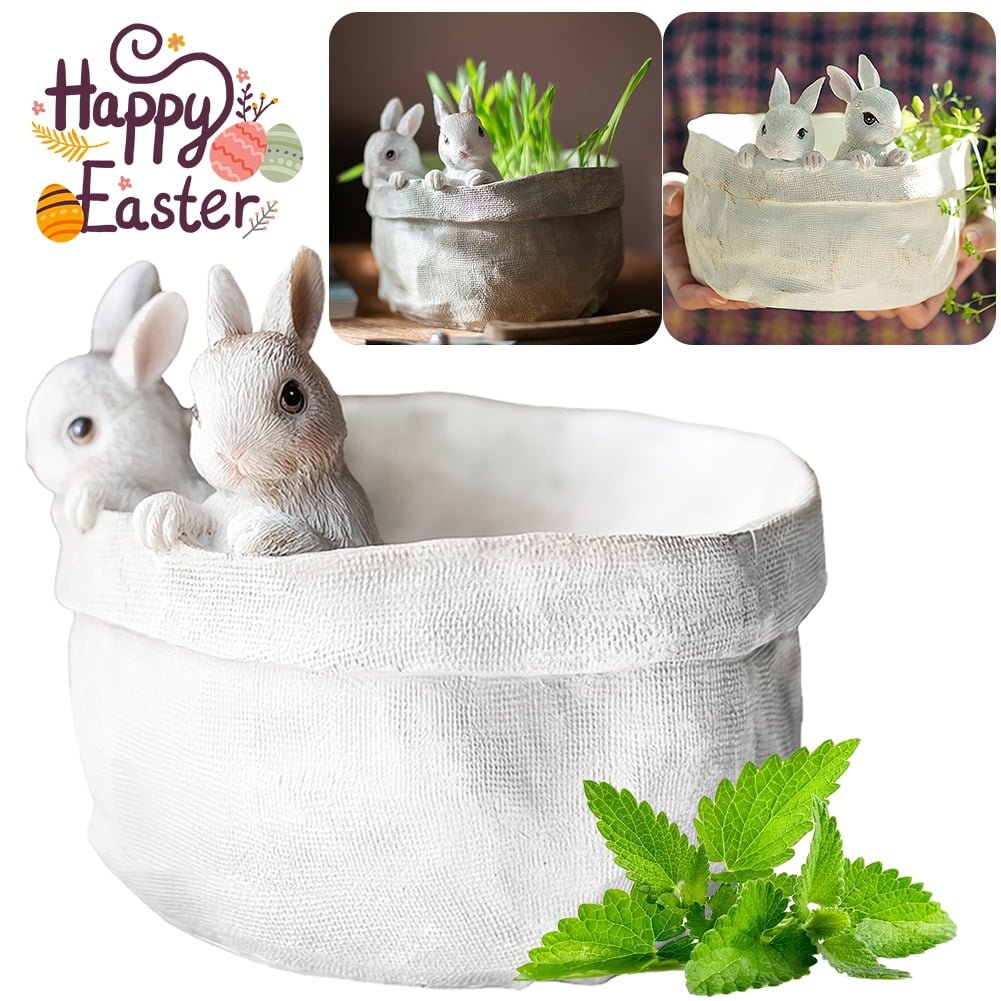 Easter Rabbit Planters for Indoor Outdoor Patio, Cute Bunny Succulent ...