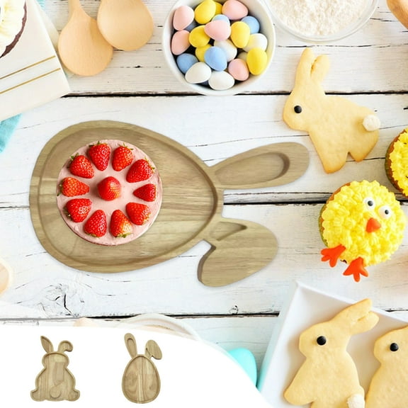 Easter Rabbit Shape Cutting Board,Bunny Shaped Plates Wooden Charcuterie Board,Easter Serving Tray,Cheese Board Serving Board Platter Dessert Serving Tray Holiday Fruit Plate Salad Dish