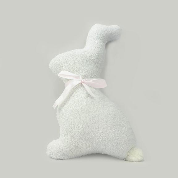 Easter Rabbit Shape Pillow - Spring Decorations Easter Decorations Soft Plush Cushion for Sofa Bed Home Holiday Festive Decor (White)
