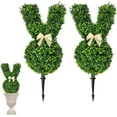 thumbnail image 1 of Easter Rabbit Shaped Topiary Trees - Set of 2 - 2ft High Easter Artificial Boxwood - Swaying Ears and Brown Bow Tie - UV-Resistant - Indoor & Outdoor Decor(3D), 1 of 9