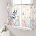 thumbnail image 1 of Easter Rabbit Sheer Curtains 54 Inch Length 2 Panels Set Window Treatments, Spring Colorful Eggs Wildflowers Leaves Rod Pocket Semi Curtains for Living Room/Bedroom/Kitchen Décor, 104"W x 54"L, 1 of 7