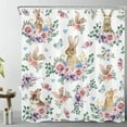 thumbnail image 1 of Easter Rabbit Shower Curtain for Bathroom,Colorful Floral with Butterfly and Eucalyptus Leaf Green Botanical Fabric Shower Curtain with Hooks,Spring Rustic Bathroom Curtains Shower Set, 72x78 inches, 1 of 8