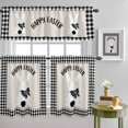 thumbnail image 1 of Easter Rabbit Silhouette Curtain Tier and Valance Set 3 Piece, Retro Linen Black White Buffalo Plaid 3-inch Rod Pocket Window Tier Curtains Valance for Kitchen Living Room, 1 of 9