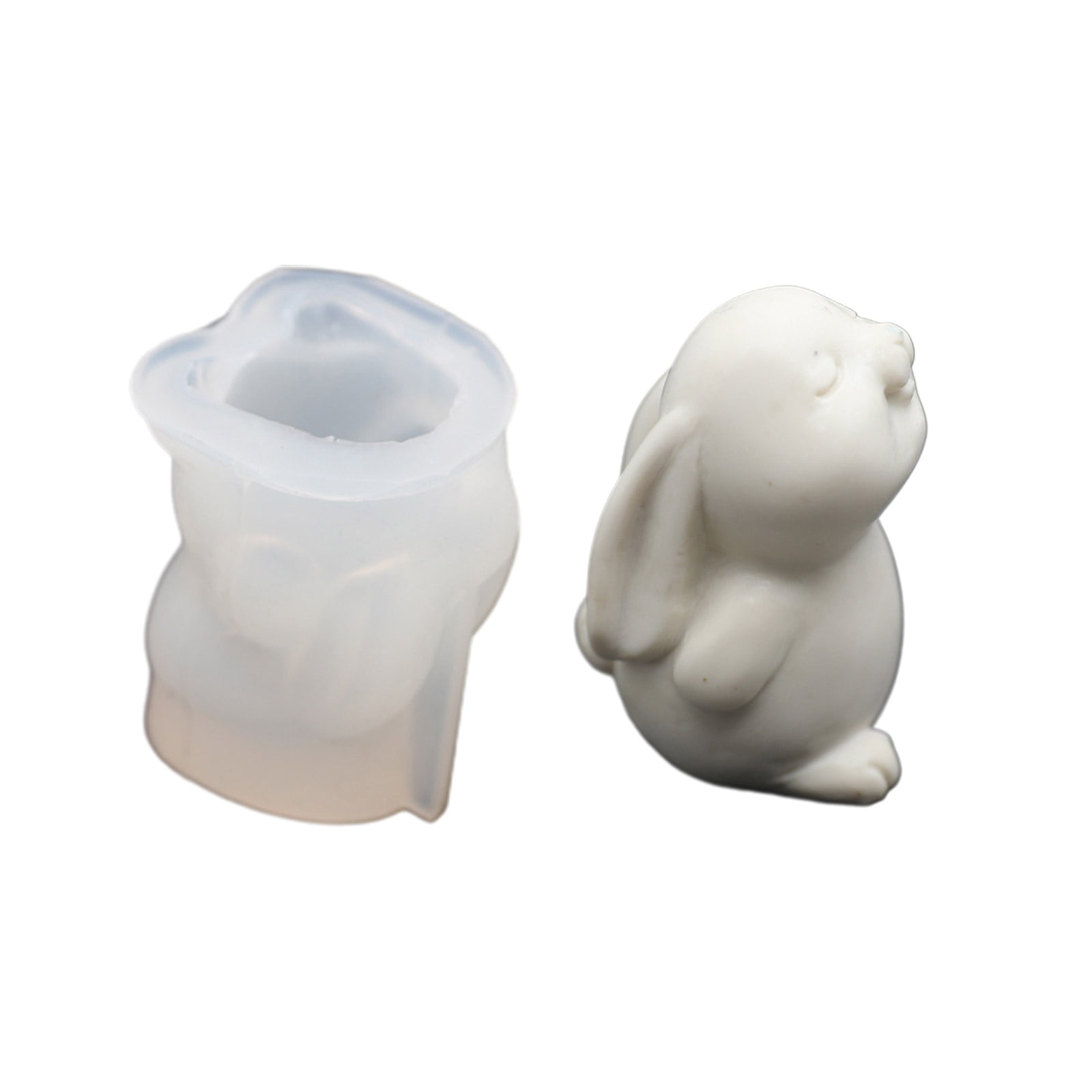 Easter Rabbit Silicone Moulds Reusable 3D Squinting Bunny Candle Moulds ...