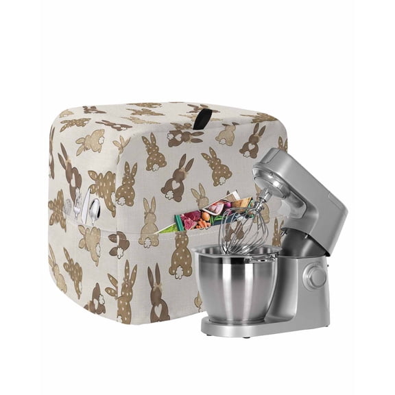 Easter Rabbit Stand Mixer Dust Cover with Storage Pocket & Handles, Brown Bunny Butt Polka Dots Spring Fits All Tilt Head & Bowl Lift Kitchen Appliance Cover Organizer Bag Accessories, 6-8 Quart