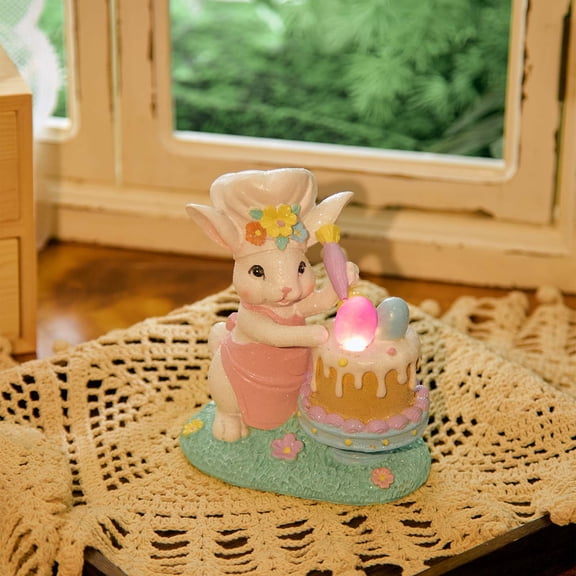 Easter Rabbit Statues Resin Bunny Decorations Spring Figurines Handmade Tabletop Indoor Home Holiday Gifts