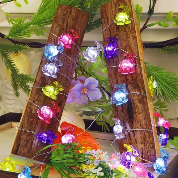 Easter Rabbit String Lights, Battery Powered Waterproof Bunny Decorative Lights, Indoor Outdoor Easter Decor for Home Bedroom Window Tree Wedding Party(2m20lights)