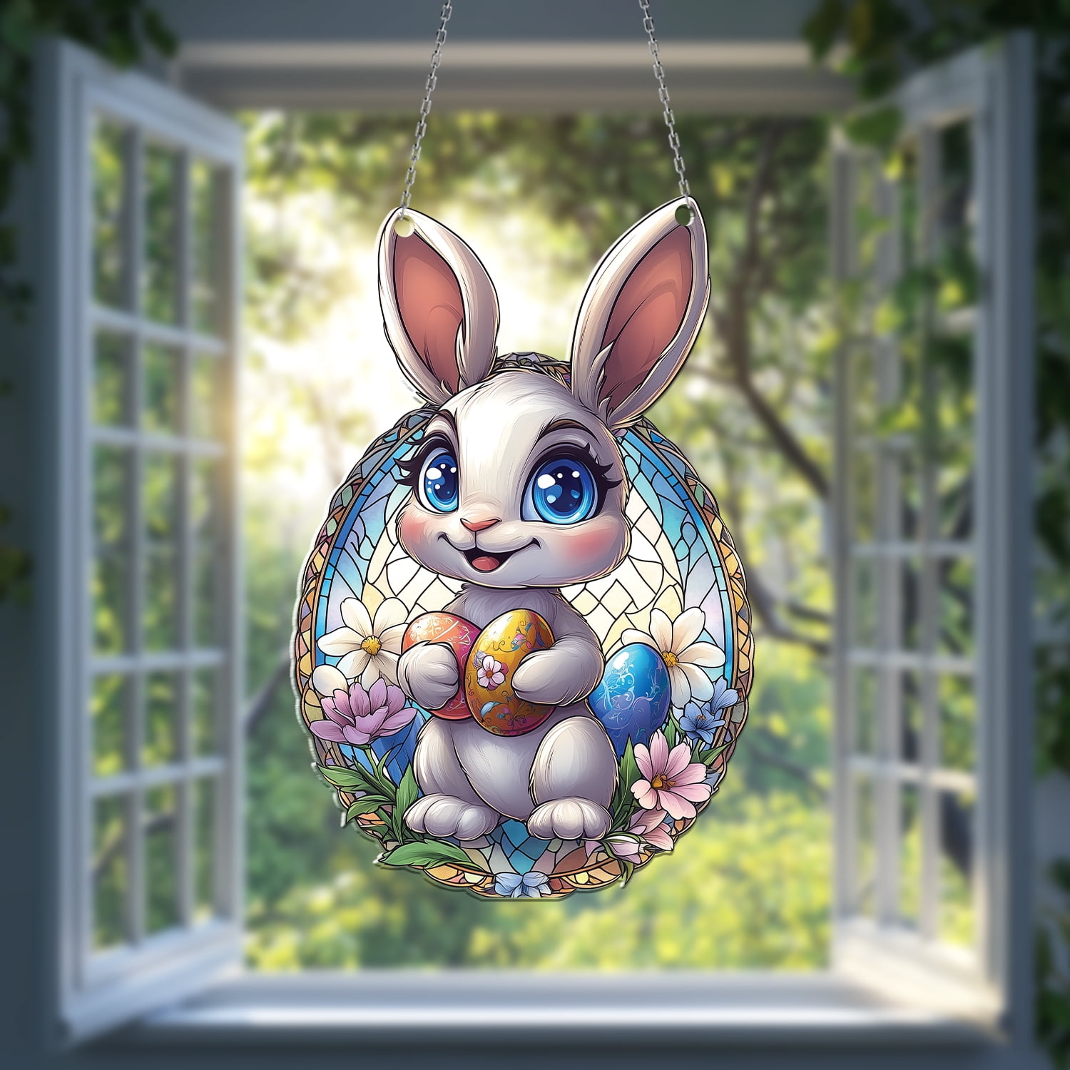 Easter Suncatcher Bunny Ornament, Easter Bunny Acrylic Window