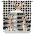 thumbnail image 1 of Easter Rabbit Swag Curtains Valance & Tier Set, Blue Purple Pink Floral Leaf Plant Black Buffalo Plaid 3 Pcs Set Kitchen Swag Valances and Tiers 36 Inch Length Rod Pocket Curtain Drapes for Bedroom, 1 of 9