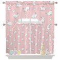 thumbnail image 1 of Easter Rabbit Swag Curtains Valance & Tier Set, Cute White Bunny Carrots Pink Background 3 Pcs Set Kitchen Swag Valances and Tiers 36 Inch Length Rod Pocket Curtain Drapes for Bedroom, 1 of 9