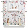 thumbnail image 1 of Easter Rabbit Swag Curtains Valance & Tier Set, Spring Bunny Colored Floral Butterfly 3 Pcs Set Kitchen Swag Valances and Tiers 24 Inch Length Rod Pocket Curtain Drapes for Bedroom, 1 of 9