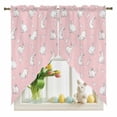 thumbnail image 1 of Easter Rabbit Swag Kitchen Curtain Valances, Cute White Bunny Carrots Pink Background Rod Pocket Curtains Window Treatment Decor Valances for Bedroom Bathroom, 2 Panels 36 x 63 Inch, 1 of 9