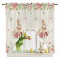 thumbnail image 1 of Easter Rabbit Swag Valance Curtains Watercolor Spring Pink Red Gradient Floral Linen Texture Rod Pocket Swag Curtains Small Window Treatments for Kitchen Bathroom Bedroom 36" W x 45" L, 2 Panels, 1 of 9