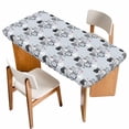 thumbnail image 1 of Easter Rabbit Table Cloths for 3 Foot Rectangle Tables, Cartoon Cute Bunny Sketch on Blue Patio Waterproof Elastic Fitted Tablecloths, Washable Rectangular Table Cover for Camping, 1 of 8