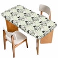 thumbnail image 1 of Easter Rabbit Table Cloths for 3 Foot Rectangle Tables, Cartoon Cute Bunny Sketch on Green Patio Waterproof Elastic Fitted Tablecloths, Washable Rectangular Table Cover for Camping, 1 of 8