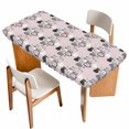 thumbnail image 1 of Easter Rabbit Table Cloths for 3 Foot Rectangle Tables, Cartoon Cute Bunny Sketch on Pink Patio Waterproof Elastic Fitted Tablecloths, Washable Rectangular Table Cover for Camping, 1 of 8