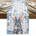 thumbnail image 1 of Easter Rabbit Table Runner - 70 Inch Long, Kitchen Dining Table Runner Dresser Scarves, Spring Cute Bunny Blue Flowers Buffalo Plaid Farmhouse Decor for Coffee Tables Wedding Party Banquet, 1 of 8