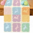 thumbnail image 1 of Easter Rabbit Table Runner 70 Inches Long for Kitchen Dining, Cartoon Colorful Funny Bunny Illustration Dresser Scarf Farmhouse, Dining Table Decorations for Wedding/Parties, 13 x 70 In, 1 of 8